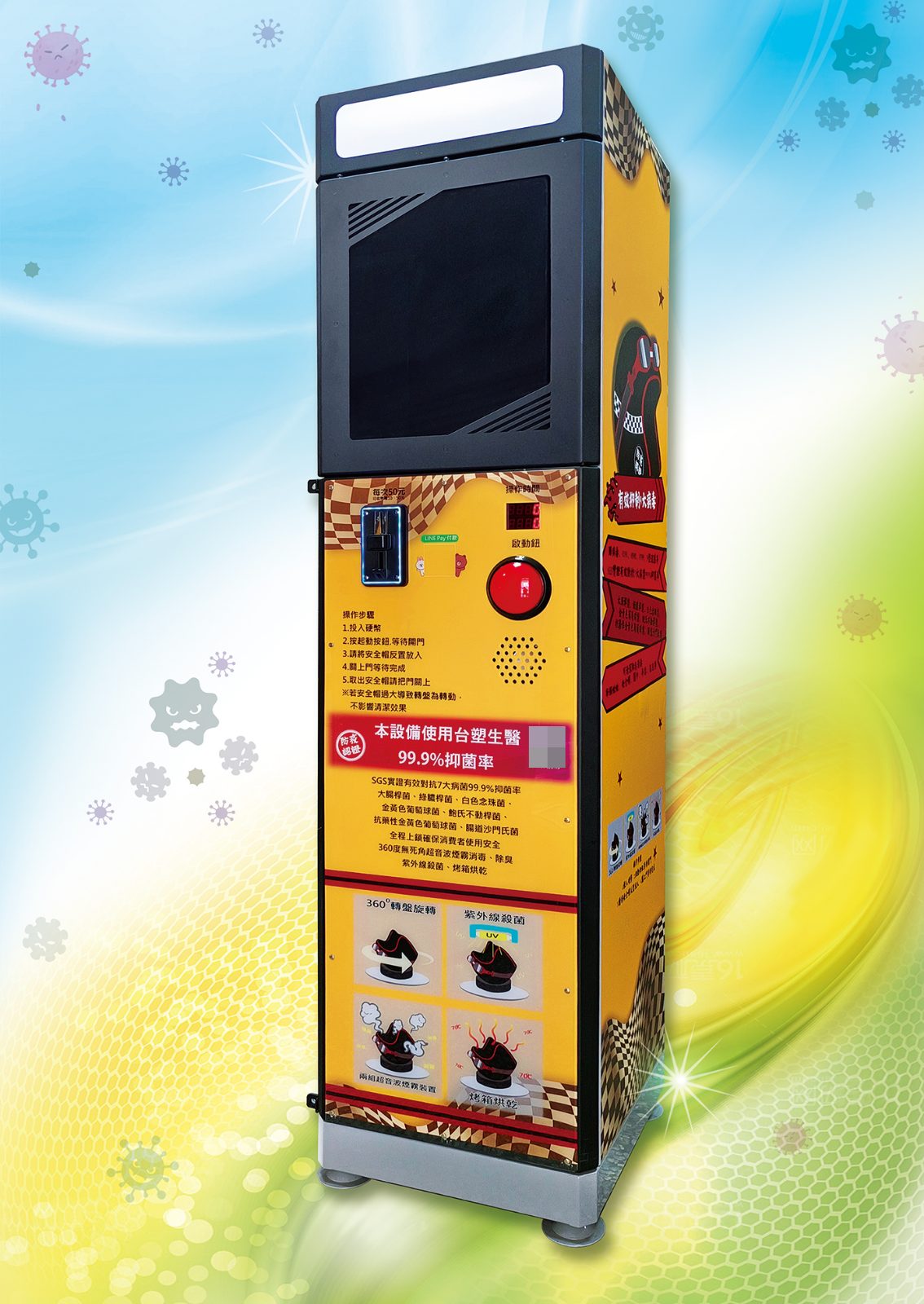 ALL-CHECK Counter 安裝於安全帽清洗機